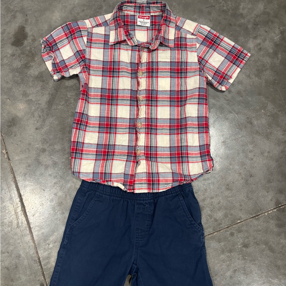 Wrangler Kids Plaid Shirt - Red, Blue, and White